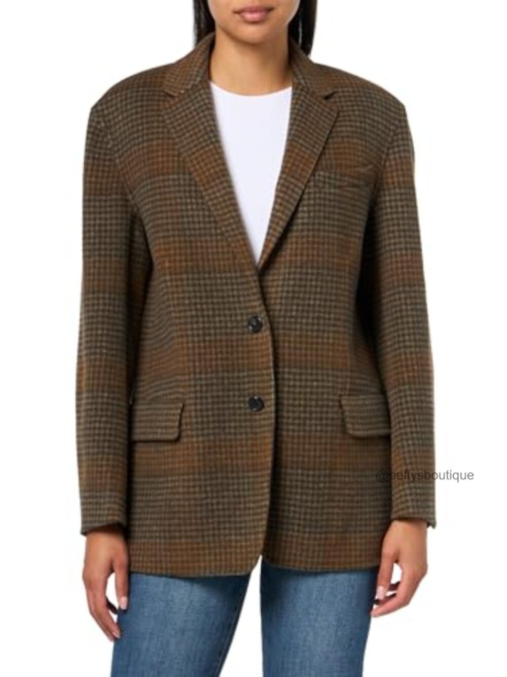 Oversized Tailored Wool Cashmere Jacket Button Notch Collar